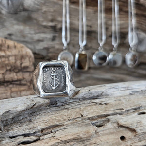 Hope Anchor Signet Ring, Sterling Silver, Size 9.5