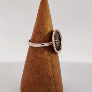 Lion Passant on Crown Seal Ring, Bronze on Sterling, Size 8