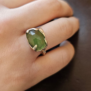 Fairytale Ring with Serpentine, Sterling Silver, Size 6.5