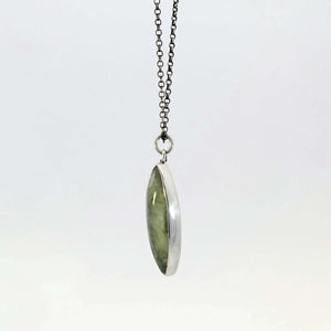 Marquise prehnite pendant in sterling silver bezel