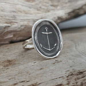 Mariner’s Cross Seal Ring, Sterling Silver, Size 8.5