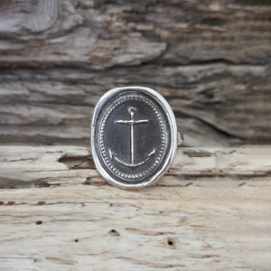 Mariner’s Cross Seal Ring, Sterling Silver, Size 8.5