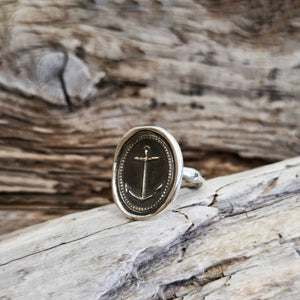 Mariner’s Cross Seal Ring, Sterling Silver, Size 8.5