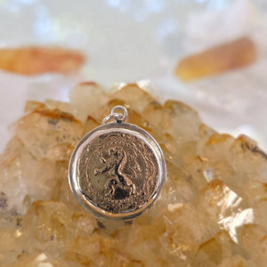 Belgian coin impression pendant in sterling silver