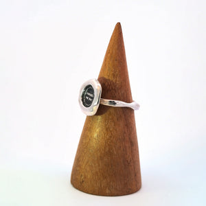 “Forget Me Not” Text Seal Ring, Sterling Silver, Size 7.5