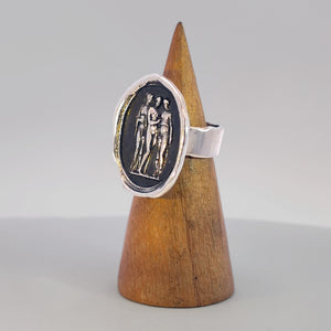 Three Graces Seal Ring, Sterling Silver, Size 6.25