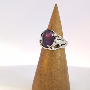 Fairytale Ring with Amethyst, Sterling Silver, Size 7.25