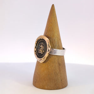 Horse Head Seal Ring, Bronze on Sterling, Size 10.75