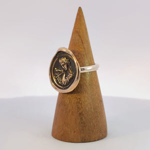 Lady of the Sea Seal Ring, Bronze on Sterling, Size 8