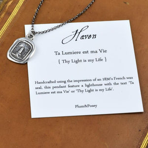 Haven - Lighthouse Wax Seal Necklace - Perfect for Mariners, Sailors and Lovers - Light of my Life