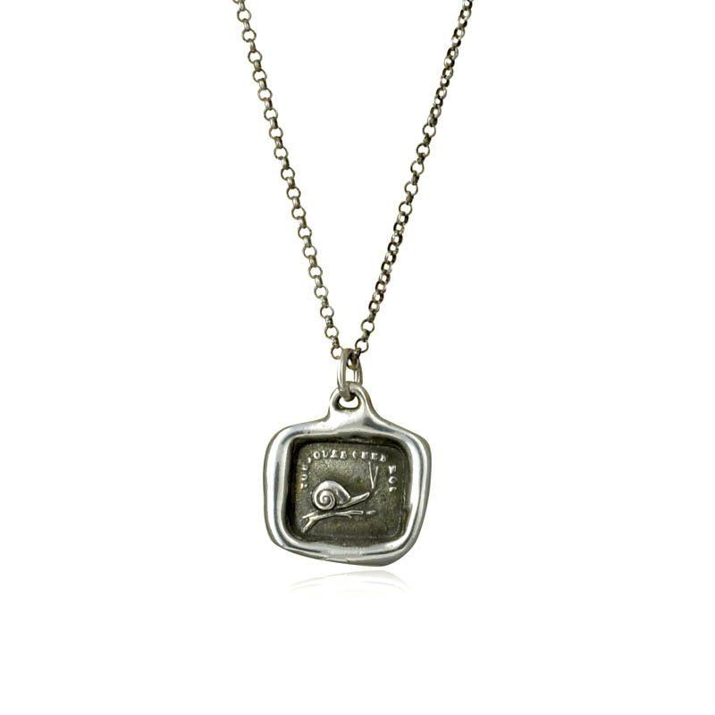 Always at Home - Snail pendant from antique french wax seal