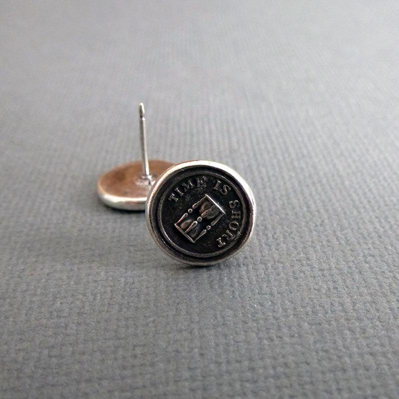 Hourglass Time is Short Stud Wax Seal Earrings