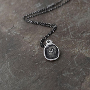 Moon Wax Seal Necklace - What is heaven without thee - Quid sine te coelum