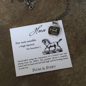 High spirited yet sensitive - Horse wax seal necklace