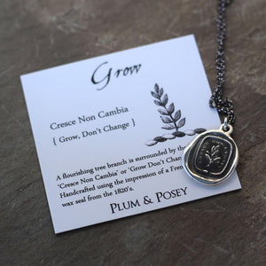 Grow, don't change - Wax Seal Necklace in Italian - Tree Branch Cresce Non Cambia