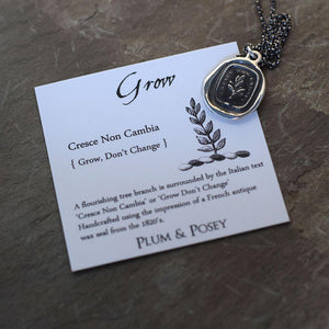 Grow, don't change - Wax Seal Necklace in Italian - Tree Branch Cresce Non Cambia