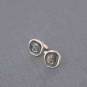 Skull Cufflinks Skull and Crossbones - From an antique Memento Mori Wax Seal with each cuff link featuring 'Death or Glory'