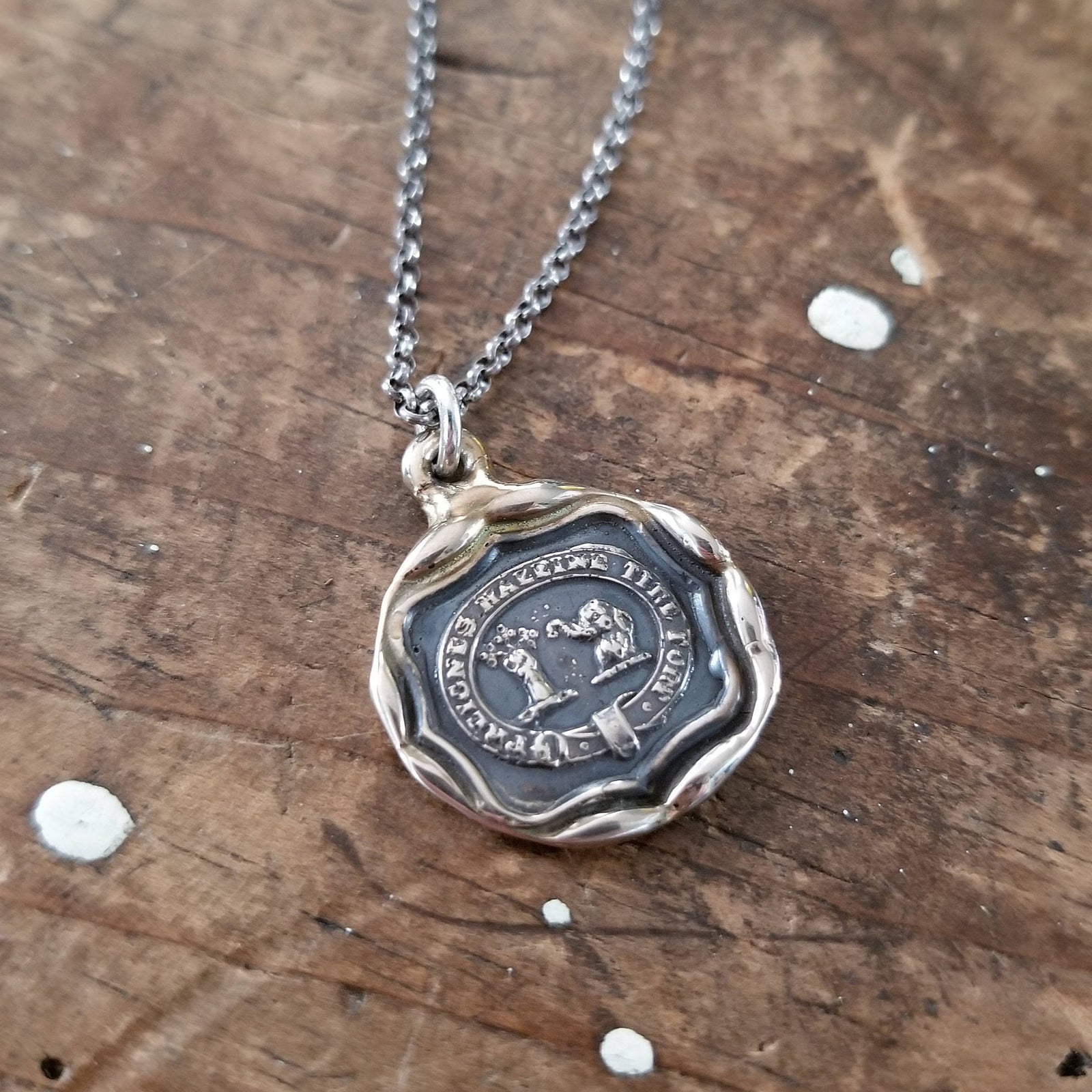 Bronze Elephant Necklace - Take Breath, Pull Strong