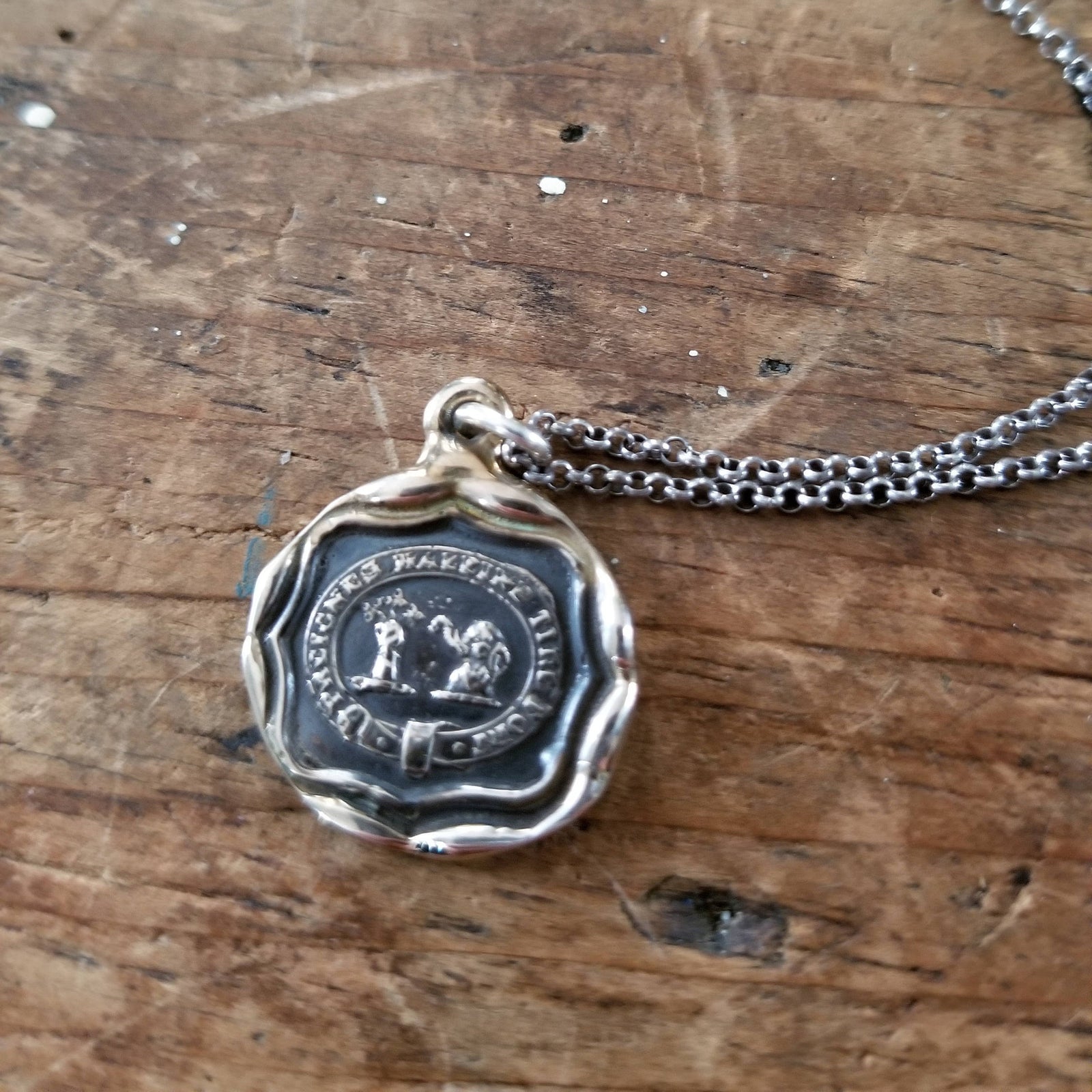 Bronze Elephant Necklace - Take Breath, Pull Strong
