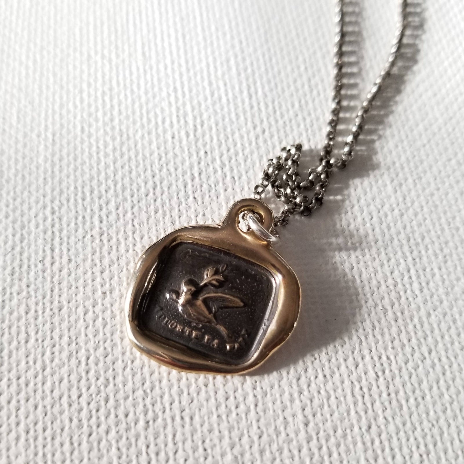 Bronze I Bring Peace - Dove pendant