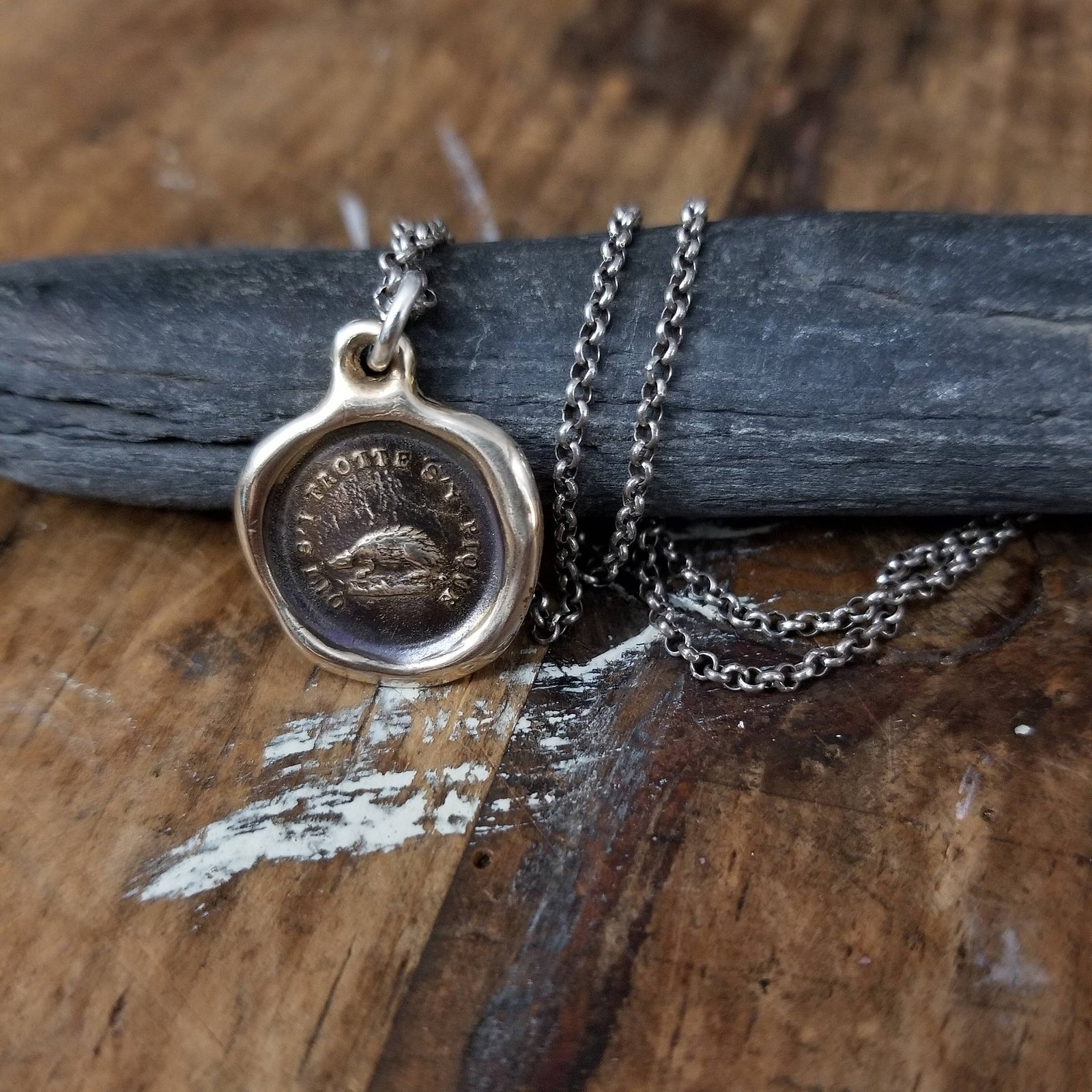 Bronze Hedgehog Necklace - Not without my defences