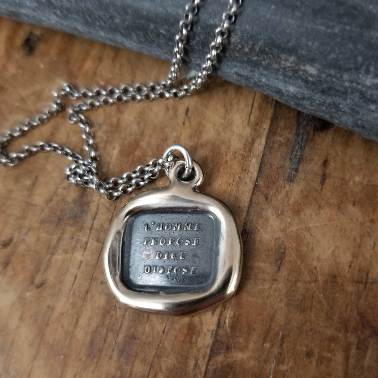 Bronze Man proposes, God disposes Necklace in French