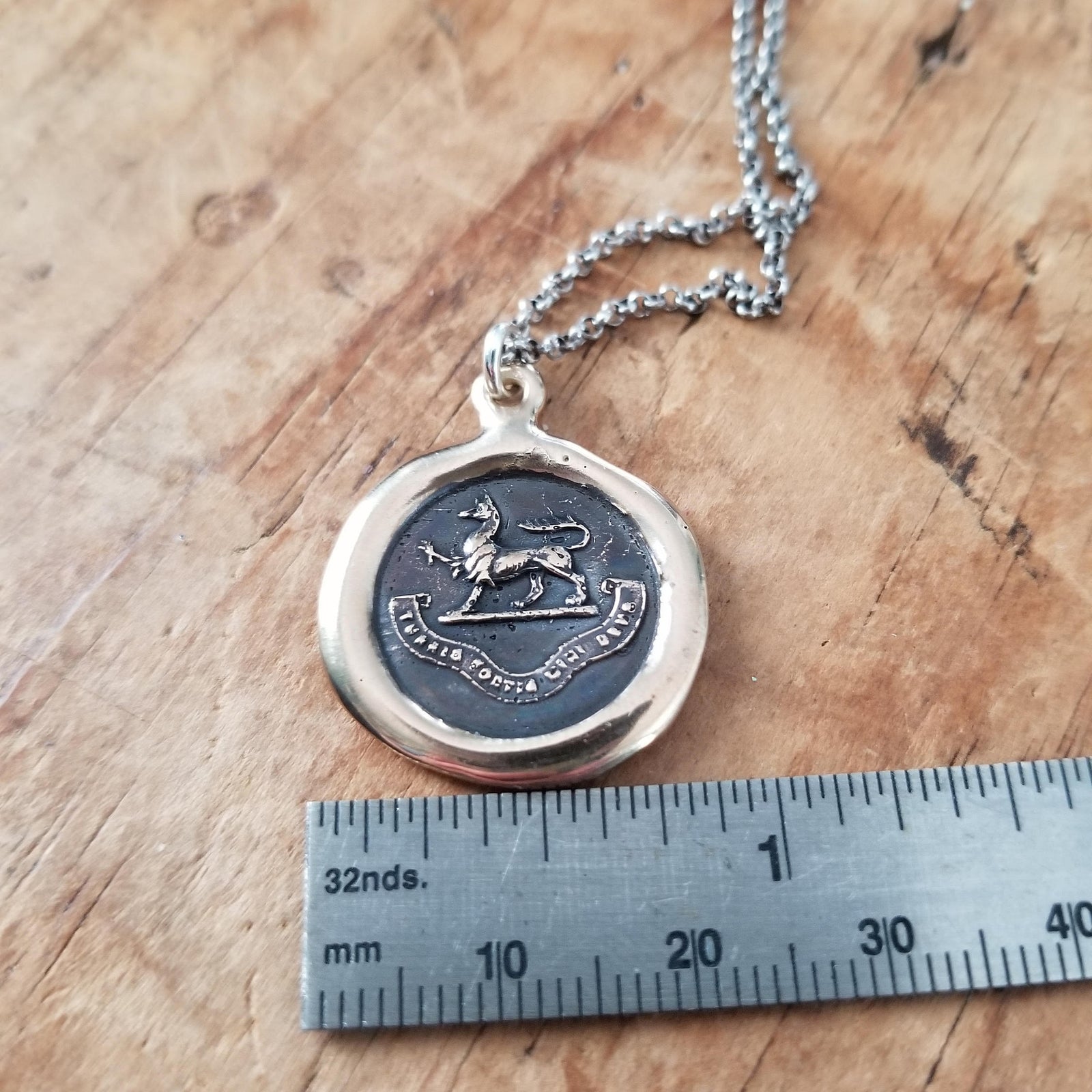 Bronze Gryphon Pendant - God is my tower of strength