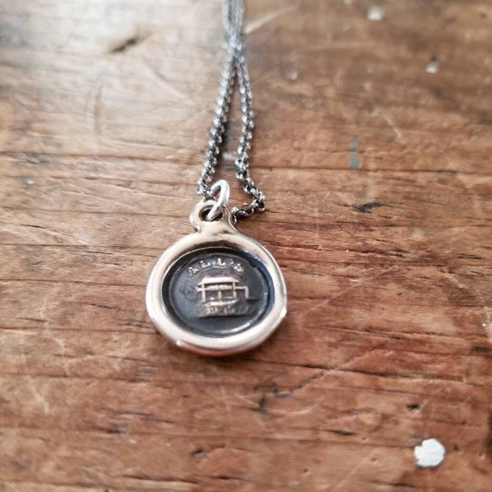 Bronze Wax Seal Wishing Well Pendant - All's Well