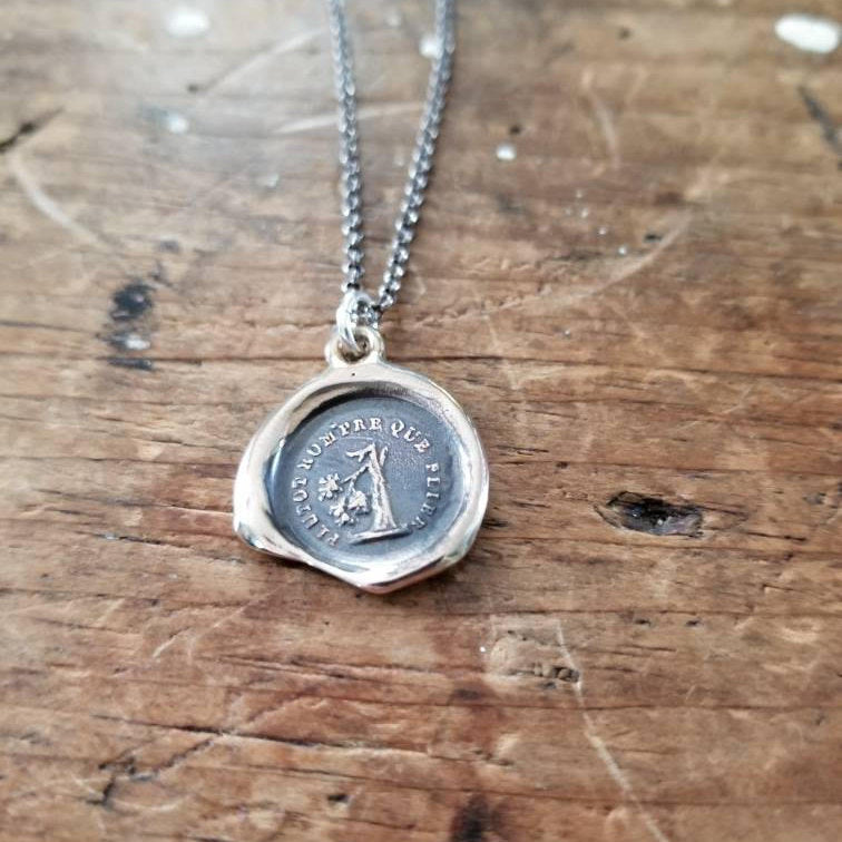 Bronze Oak Tree Necklace - I will break before I bend