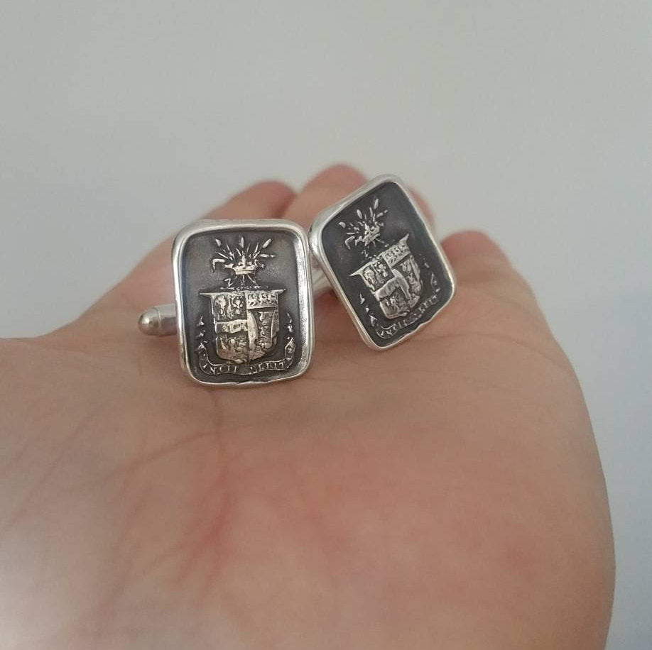 Truth Prevails Wax Seal Crest Cufflinks - Wheat and Crown