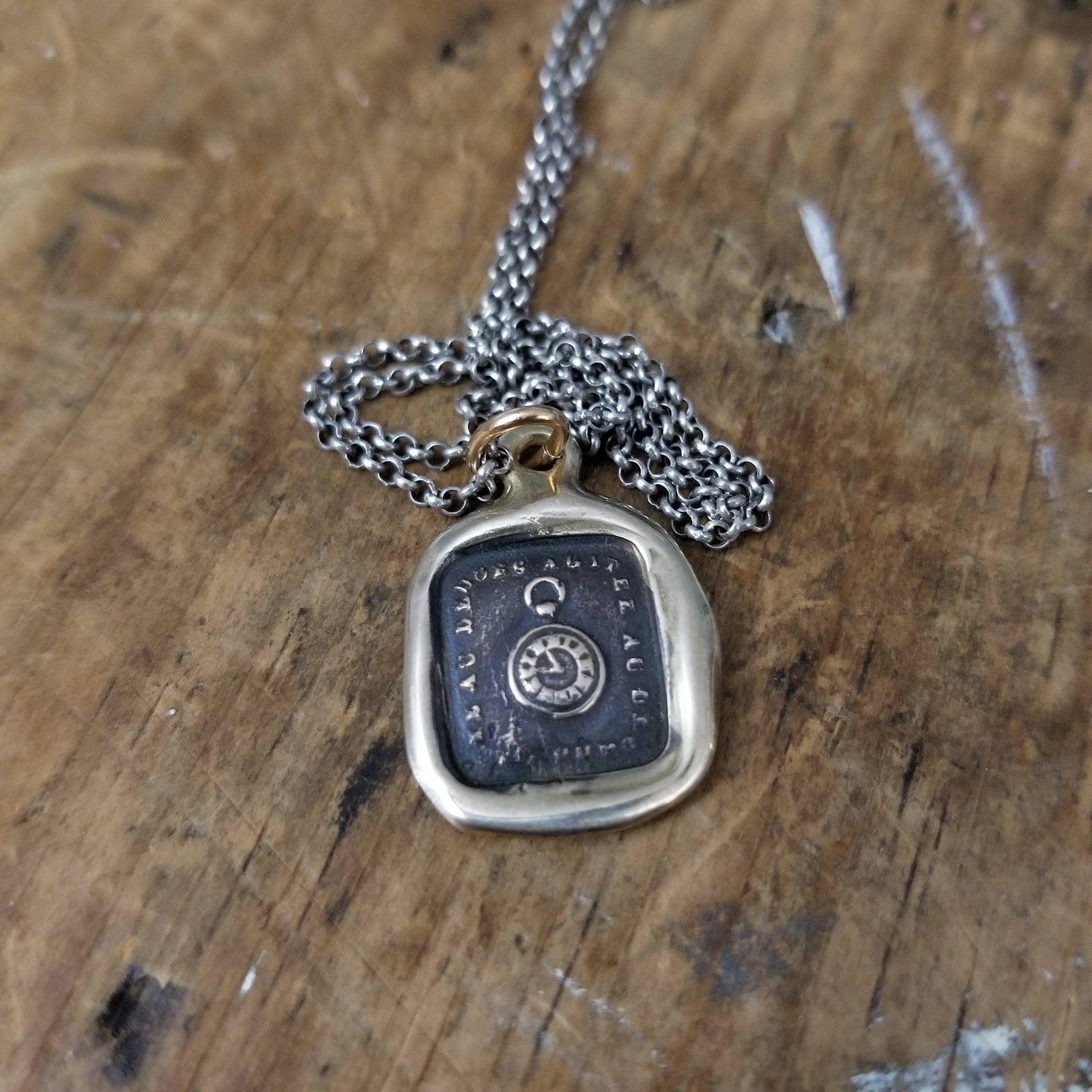 Bronze Pocket Watch Necklace - Stiff Upper Lip - Keep Calm and Carry On
