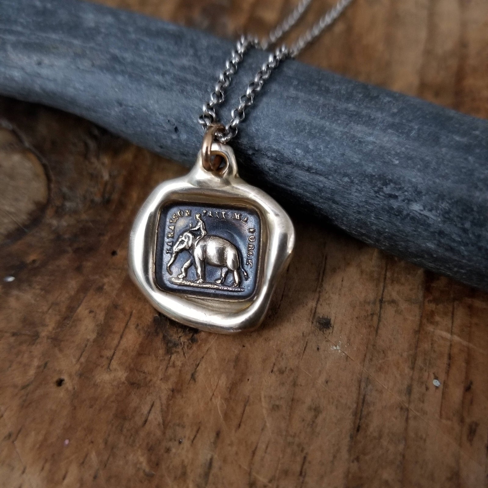 Bronze Elephant Strength necklace - My Strength is my Virtue