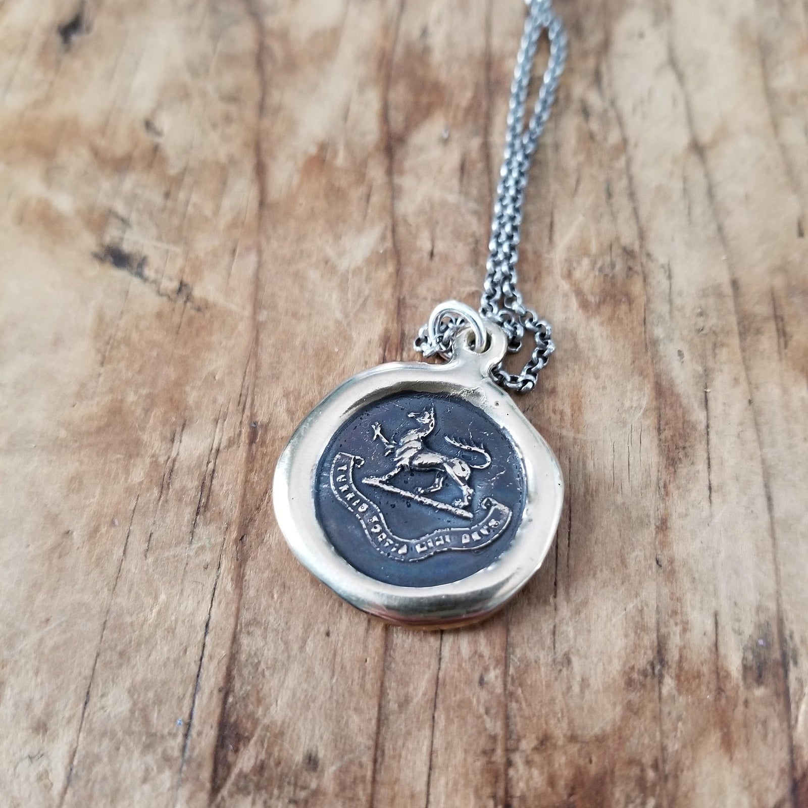 Bronze Gryphon Pendant - God is my tower of strength
