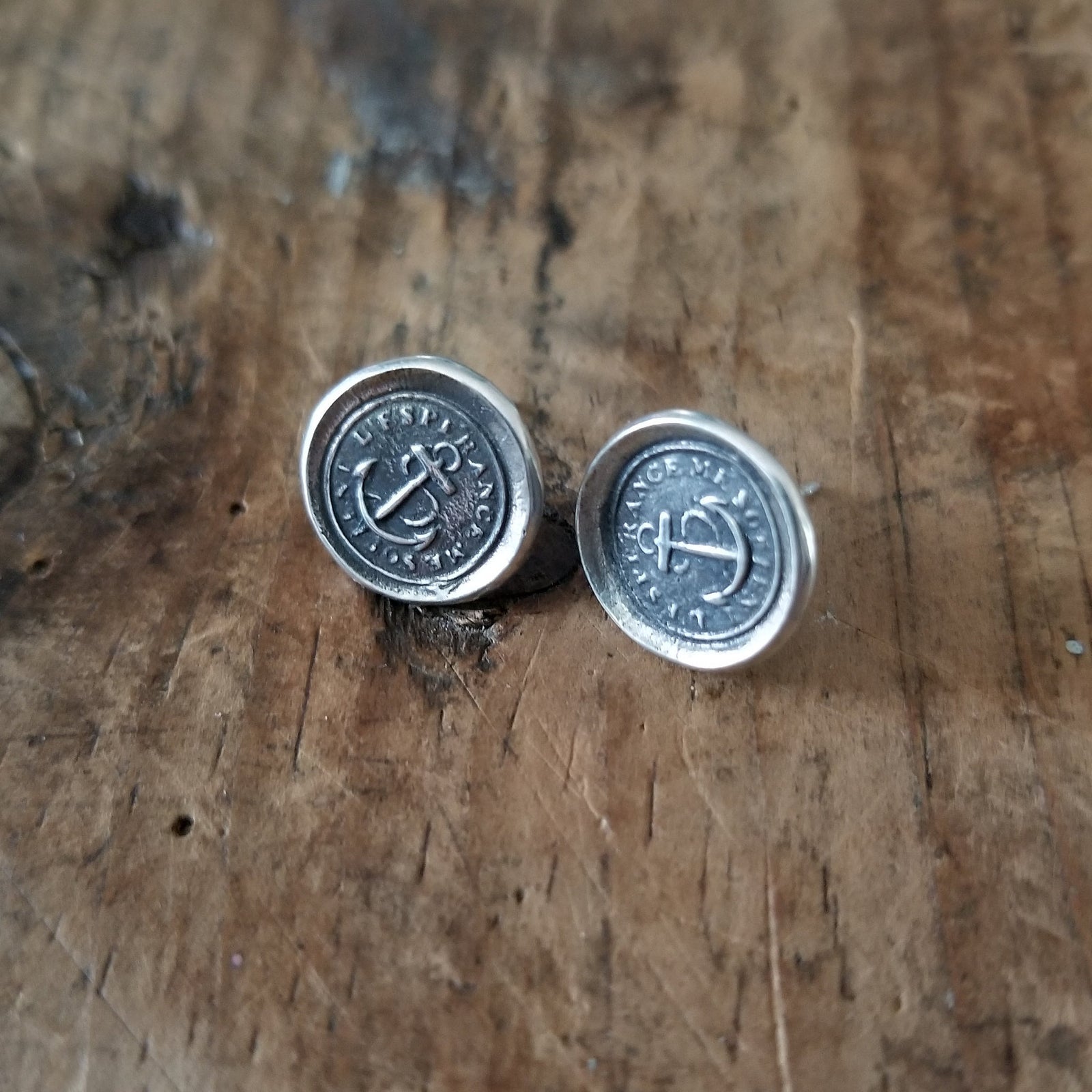 Hope Sustains Me - Victorian Whimsy Anchor Wax Seal Earrings