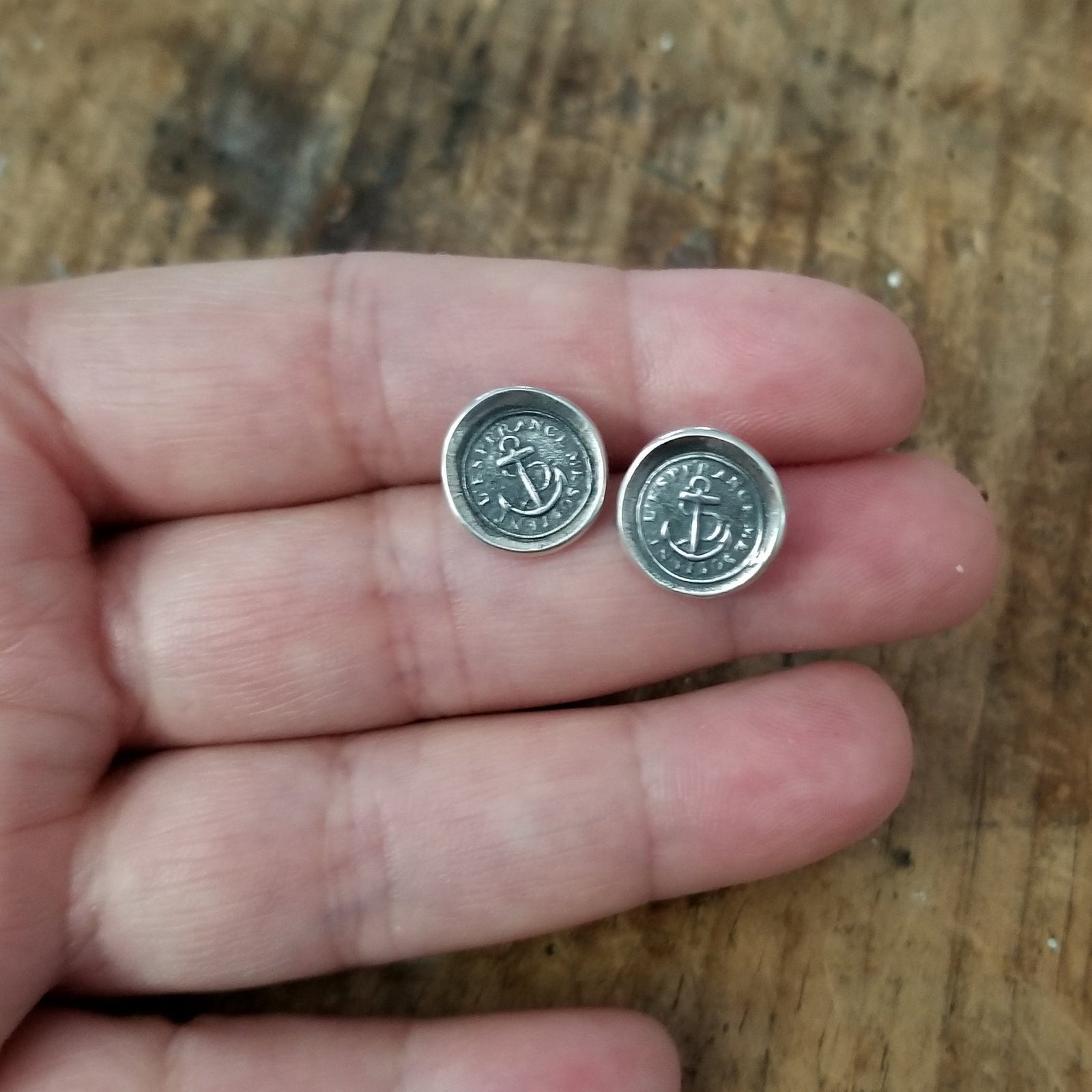 Hope Sustains Me - Victorian Whimsy Anchor Wax Seal Earrings