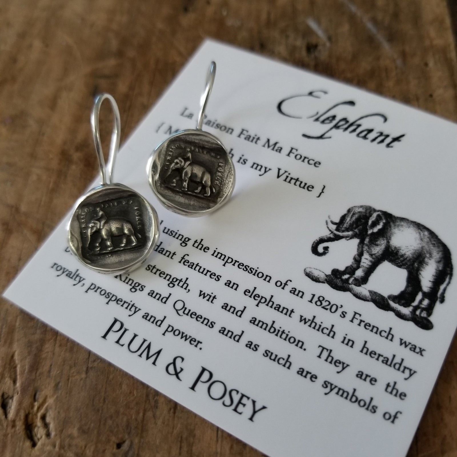 Elephant Strength hook earrings