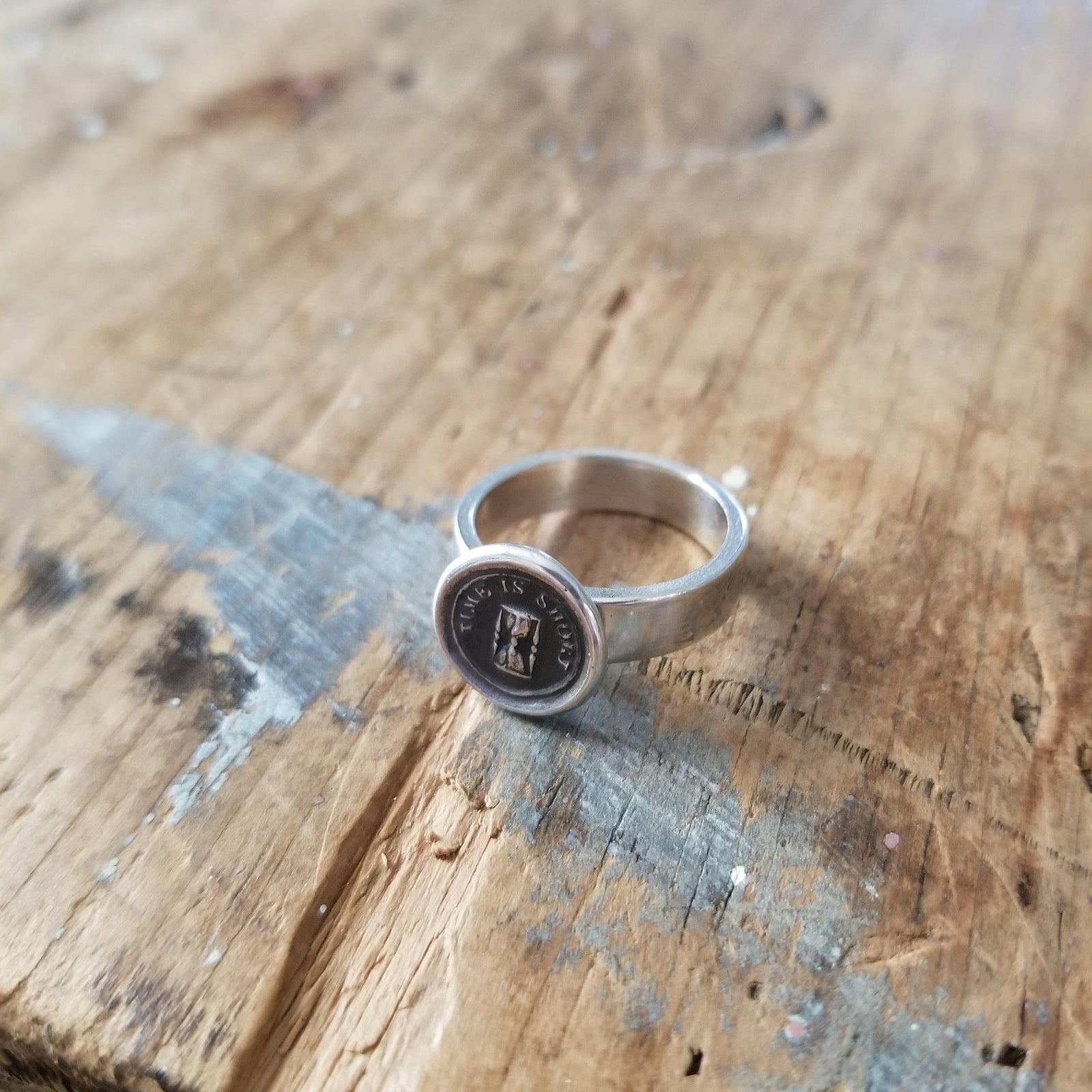 Time is Short Hourglass Wax Seal Ring