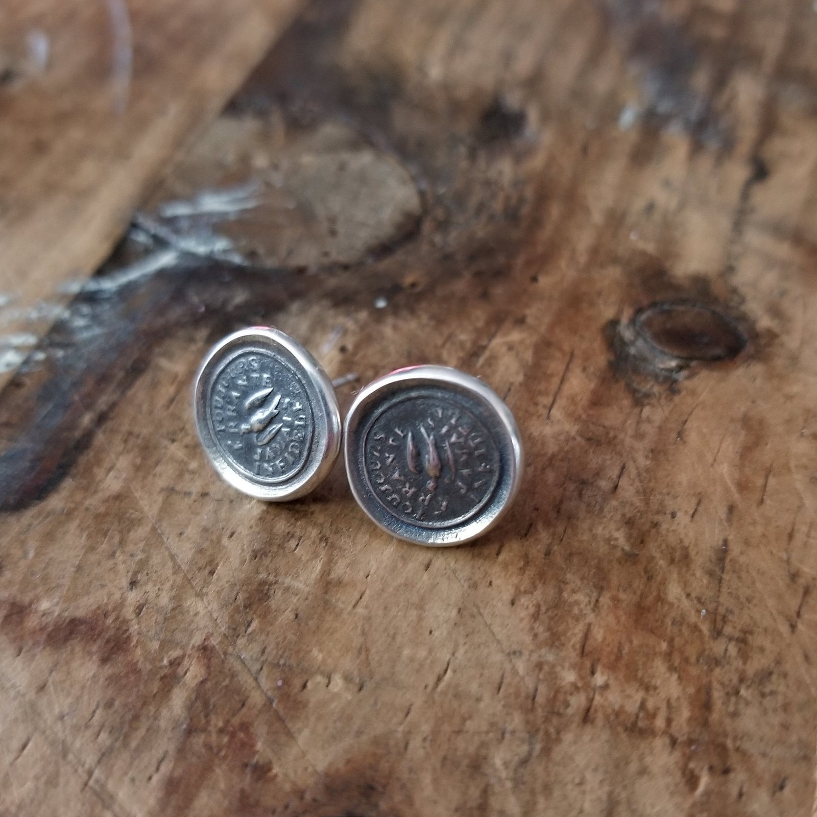 Swallow Wax Seal Earrings - Always Wandering Love and Loyalty
