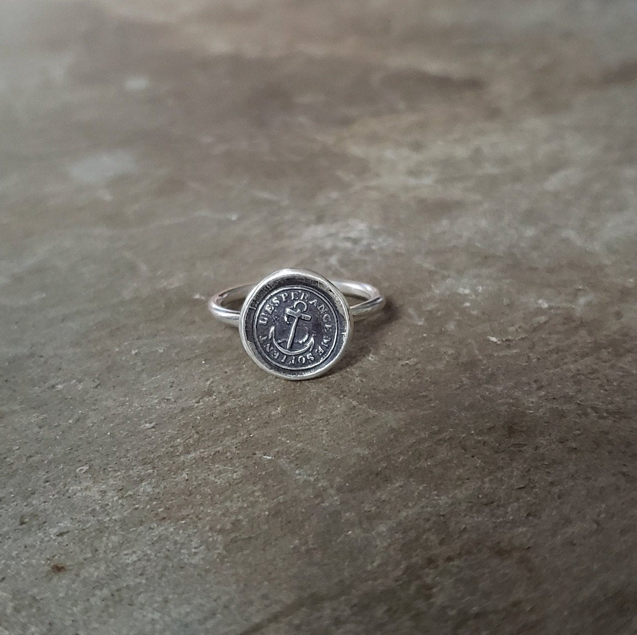 Anchor 'Hope Sustains Me' - Skinny Whimsy Ring