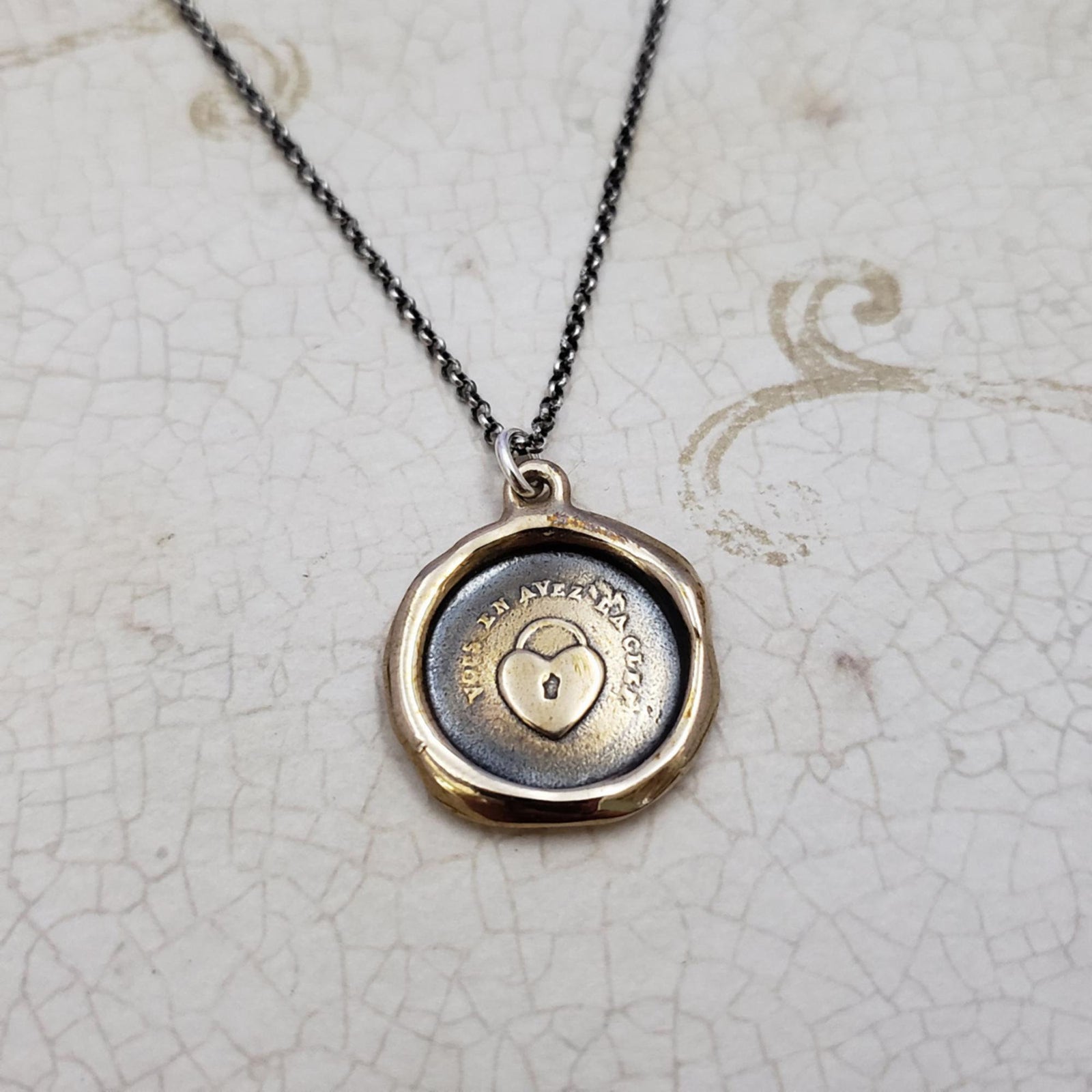 Heart Padlock Necklace in Bronze