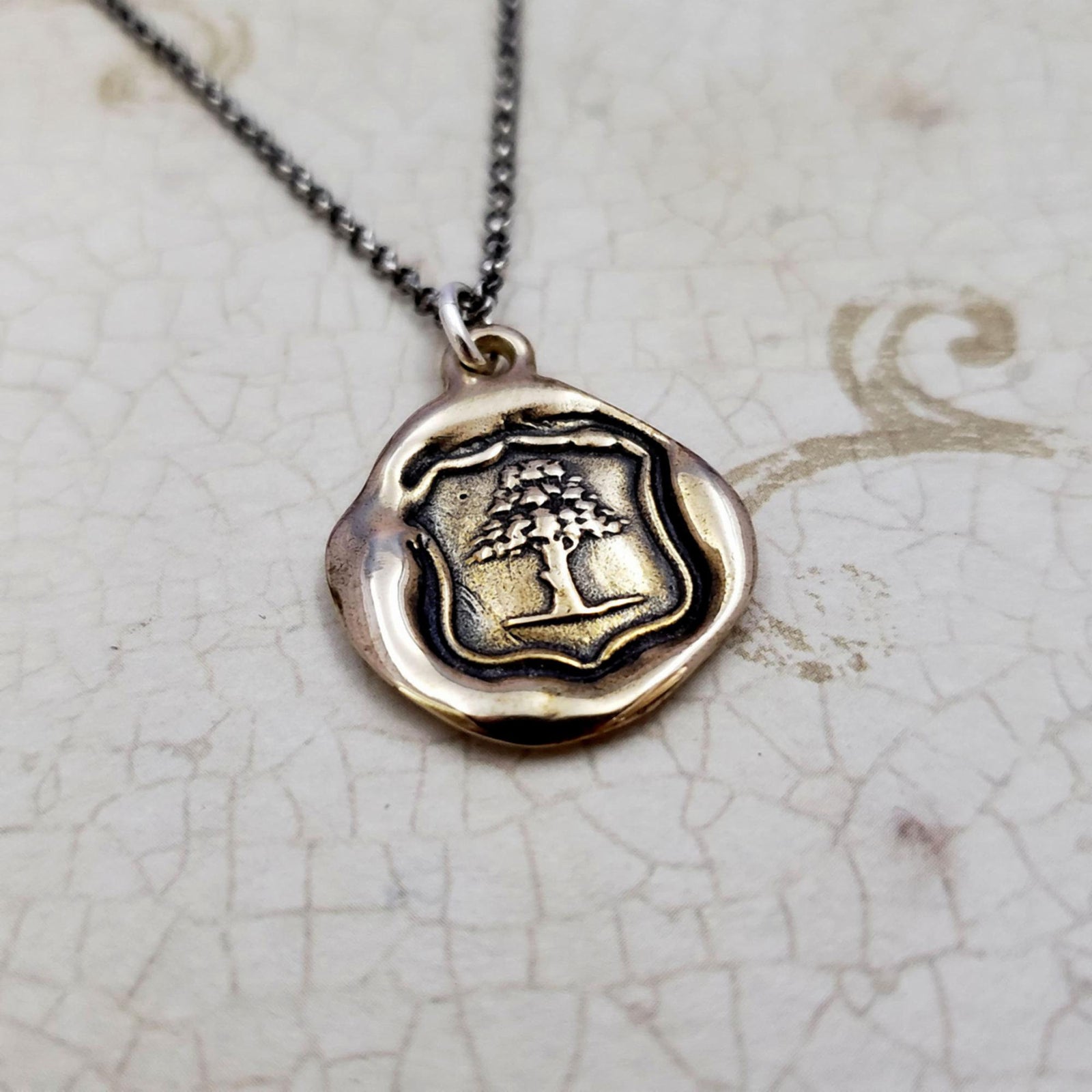 Strength Oak Tree Pendant in Bronze