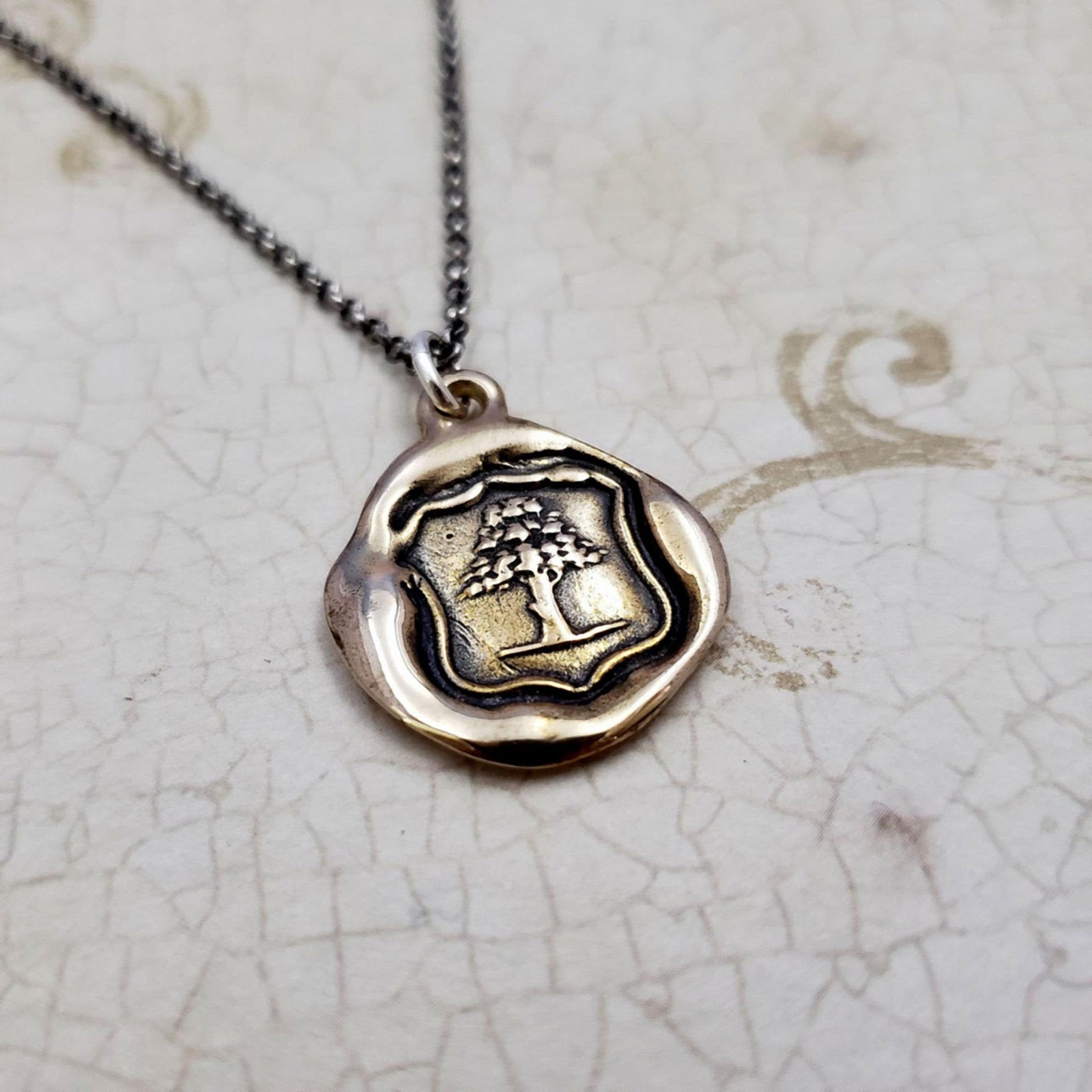 Strength Oak Tree Pendant in Bronze