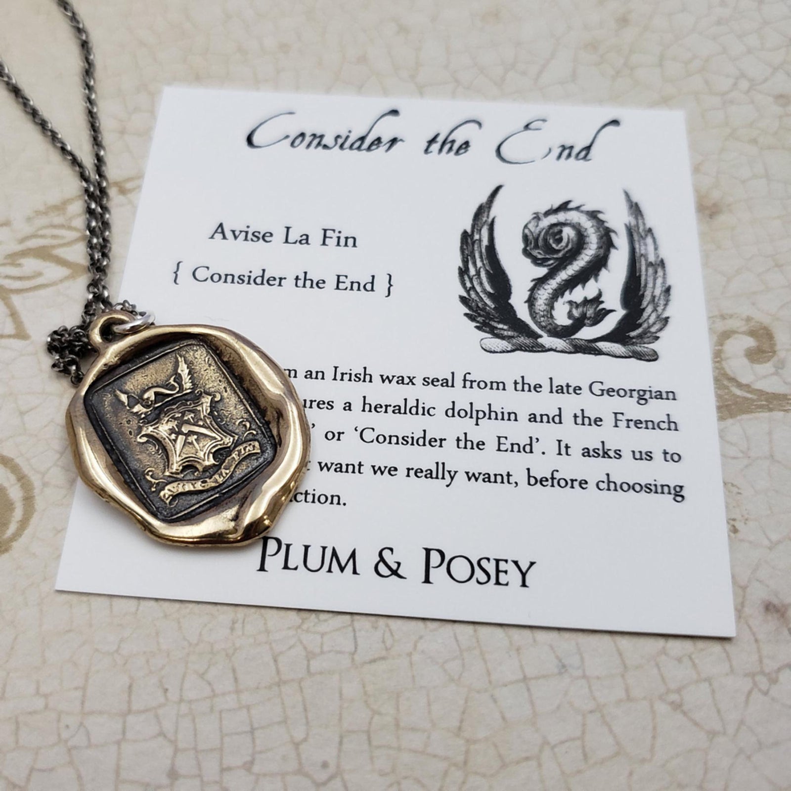 Dolphin Crest ~ Consider the End in Bronze
