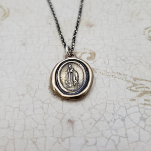 Lady of the Sea and Anchor Necklace in Bronze