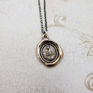 Eagle and Crown Wax Seal Pendant in Bronze