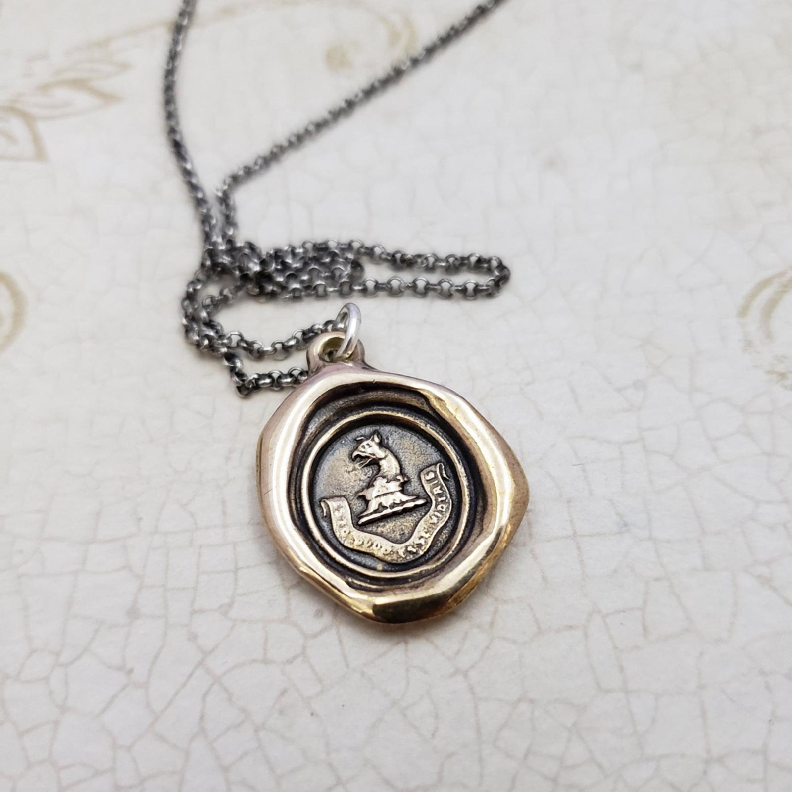 Eagle and Crown Wax Seal Pendant in Bronze