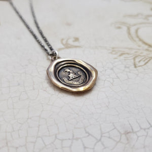 Eagle and Crown Wax Seal Pendant in Bronze