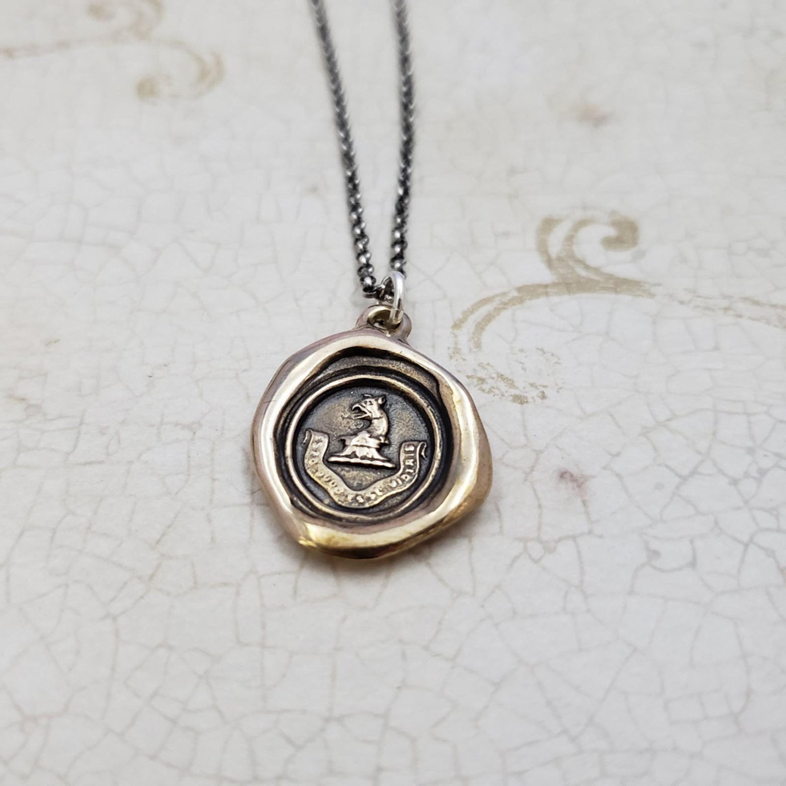 Eagle and Crown Wax Seal Pendant in Bronze