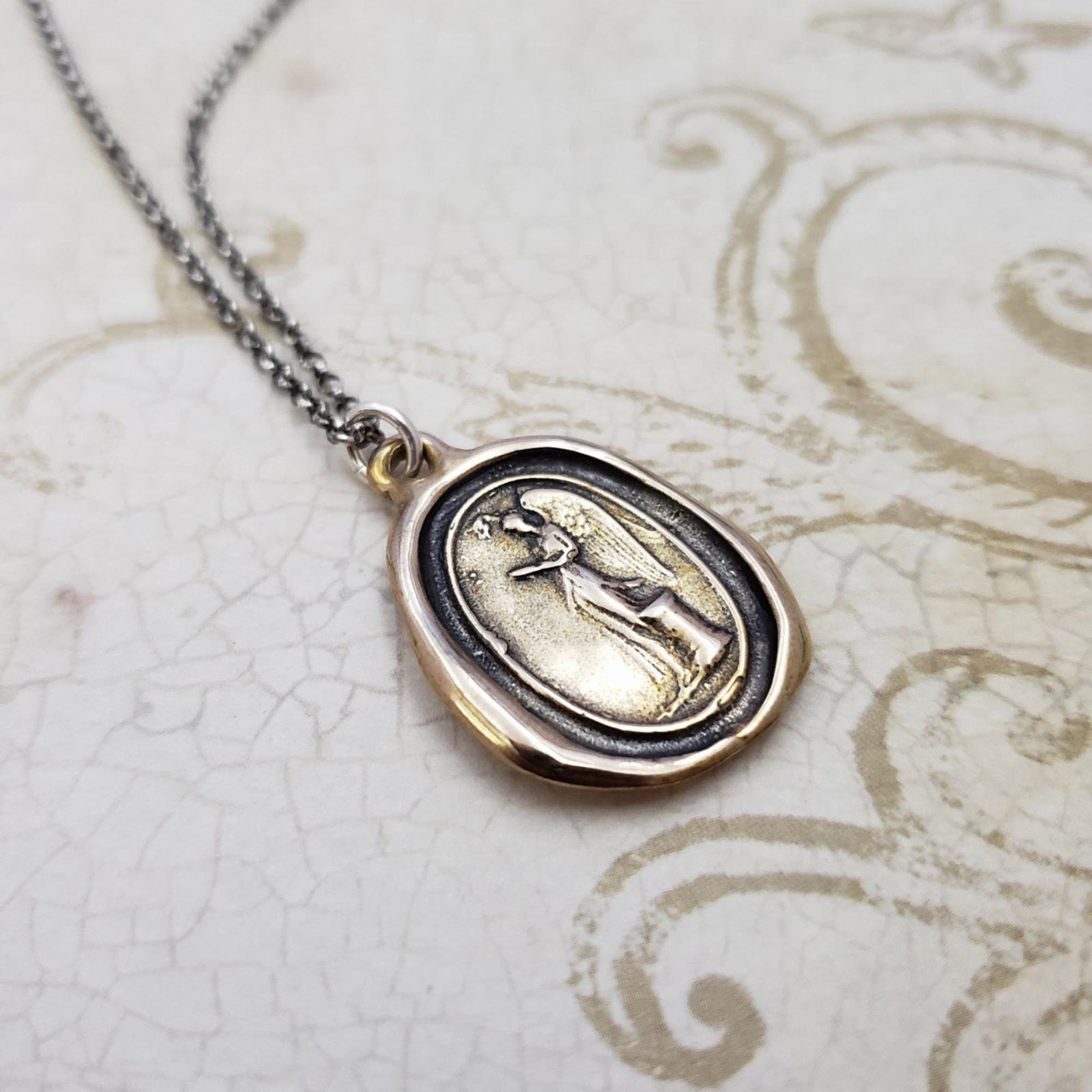 Guardian Angel Pendant in Bronze