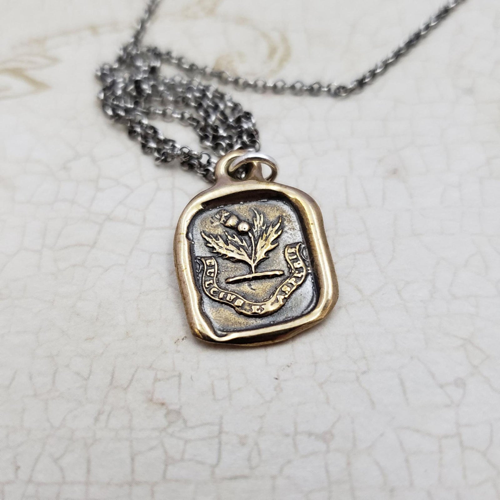 Sweeter after difficulties Thistle necklace in Bronze